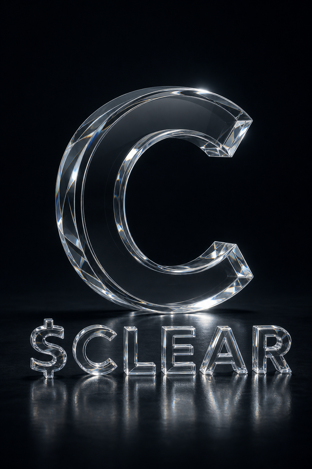 $CLEAR glass logo mark